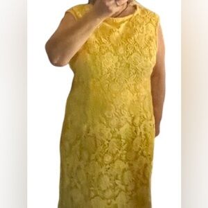 NWT Woman’s Liz Claiborne Yellow sleeveless Crocheted laced Dress size 16